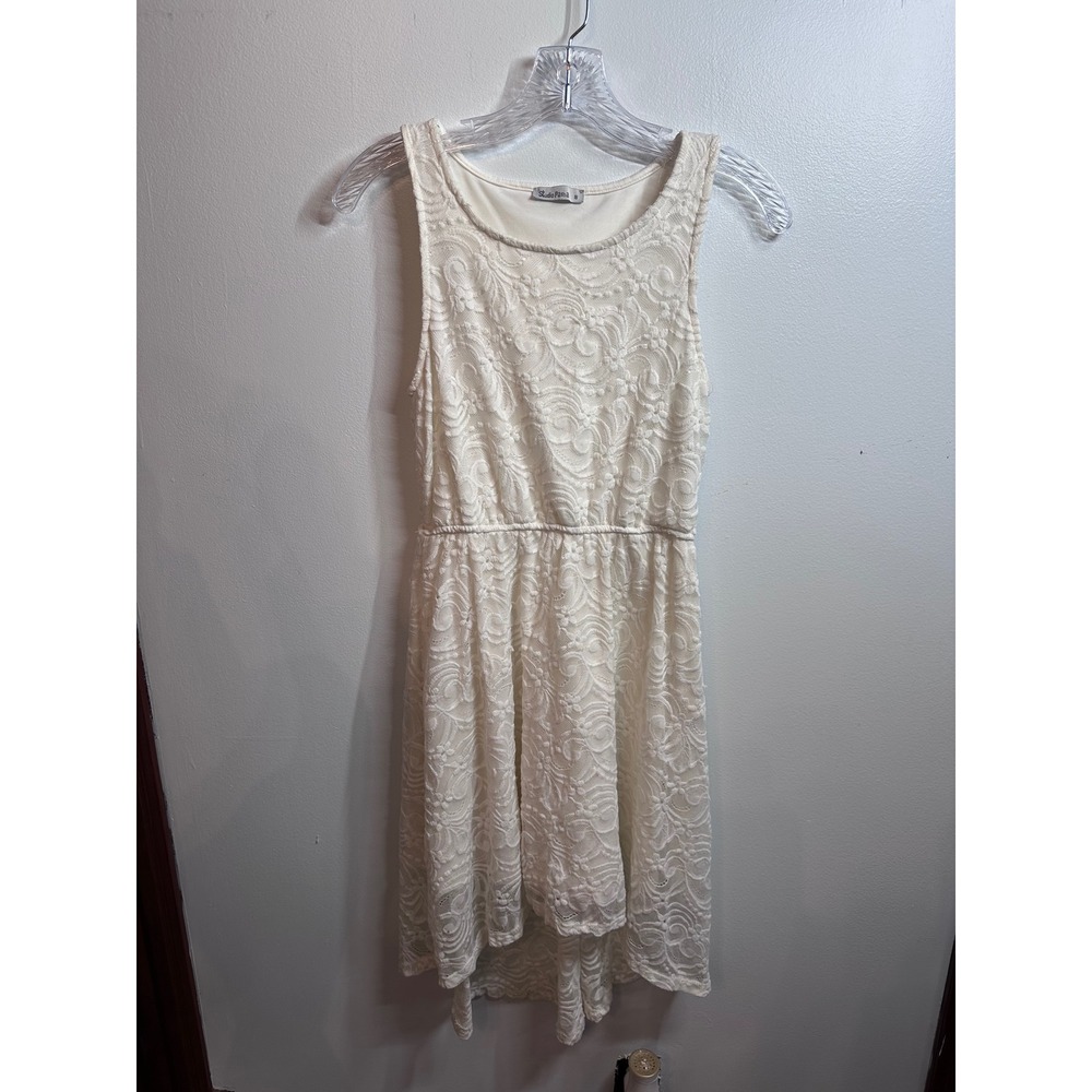 Studio Pasha Womens Off White Lace Sleeveless High Low Dress Size S Cotton Blend